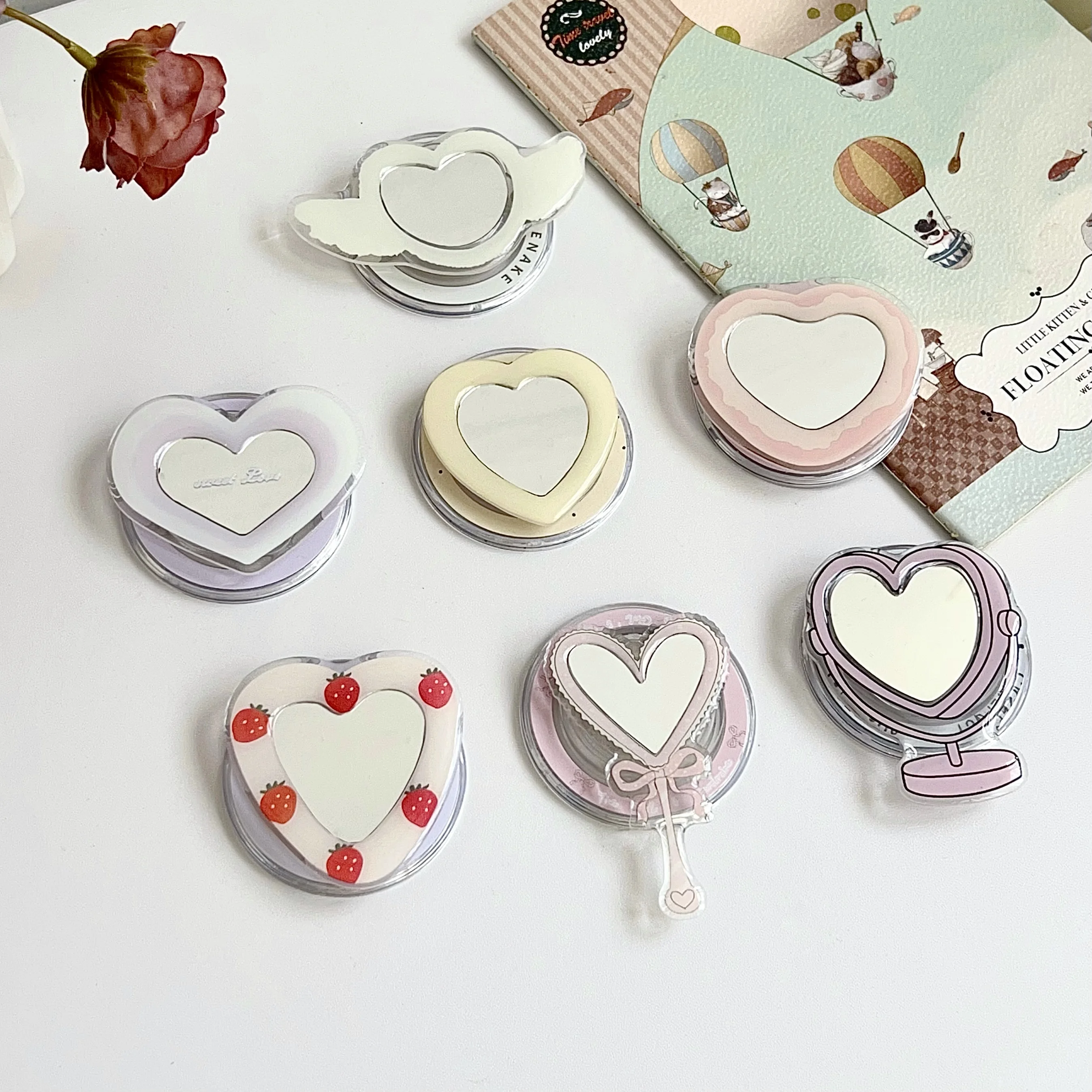 

Korean Cosmetics Love Makeup Mirror Magnetic Bracket Phone Grip Tok Griptok Korean IPhone 17 Accessories Bracket Ring