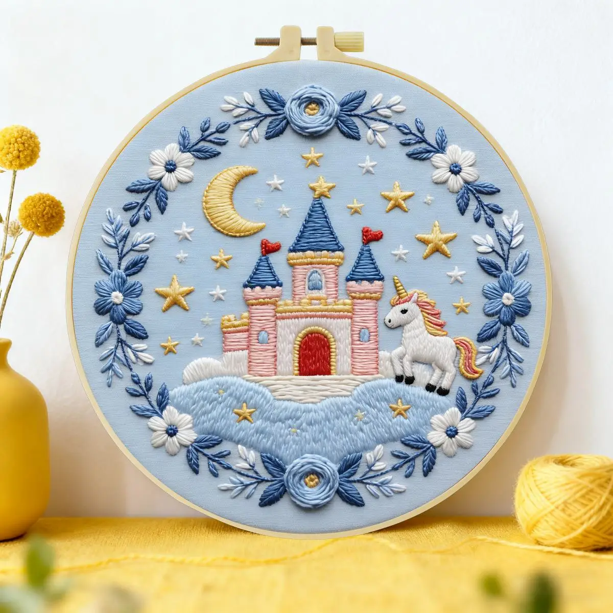 1 Stück 20X20CM/15X15CM 7,87/6,3 Zoll Traumschloss Stickerei Starter-Kit DIY-Kit DIY-Stickerei-Set Handarbeiten Nähkunst – Detail 1