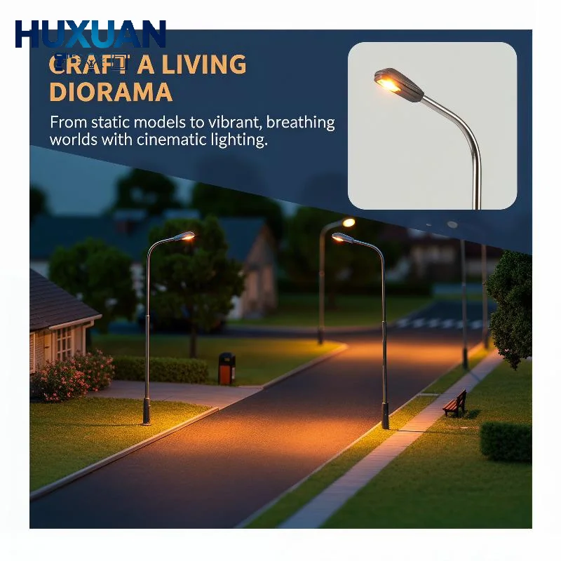1 Pack Model Train Single Head Street Light Warm White LED 3V Powered for DIY Mini Diorama Scenery Layout