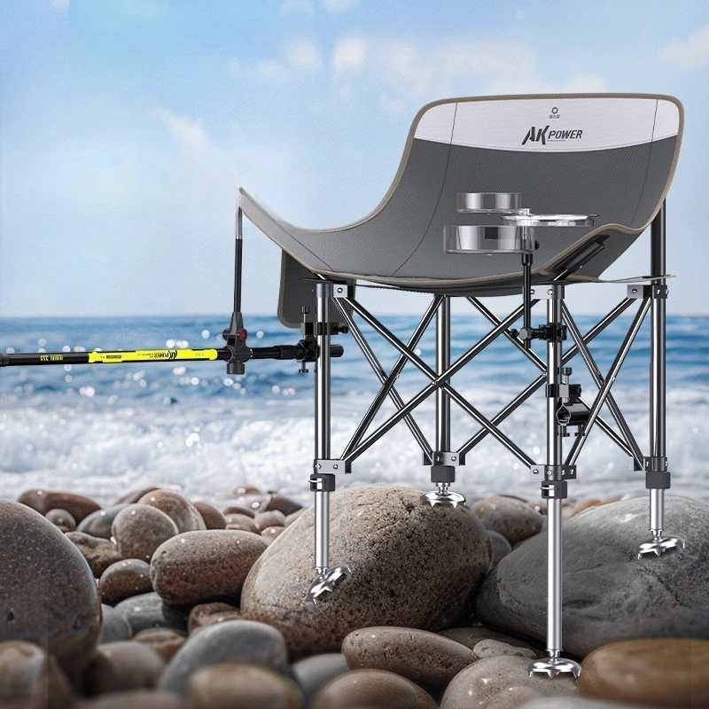 

Moon Folding Fishing Chair, Height Adjustable Legs Anti-Tip, Breathable Mesh Wild Fishing Seat, Portable Compact for Outdoor