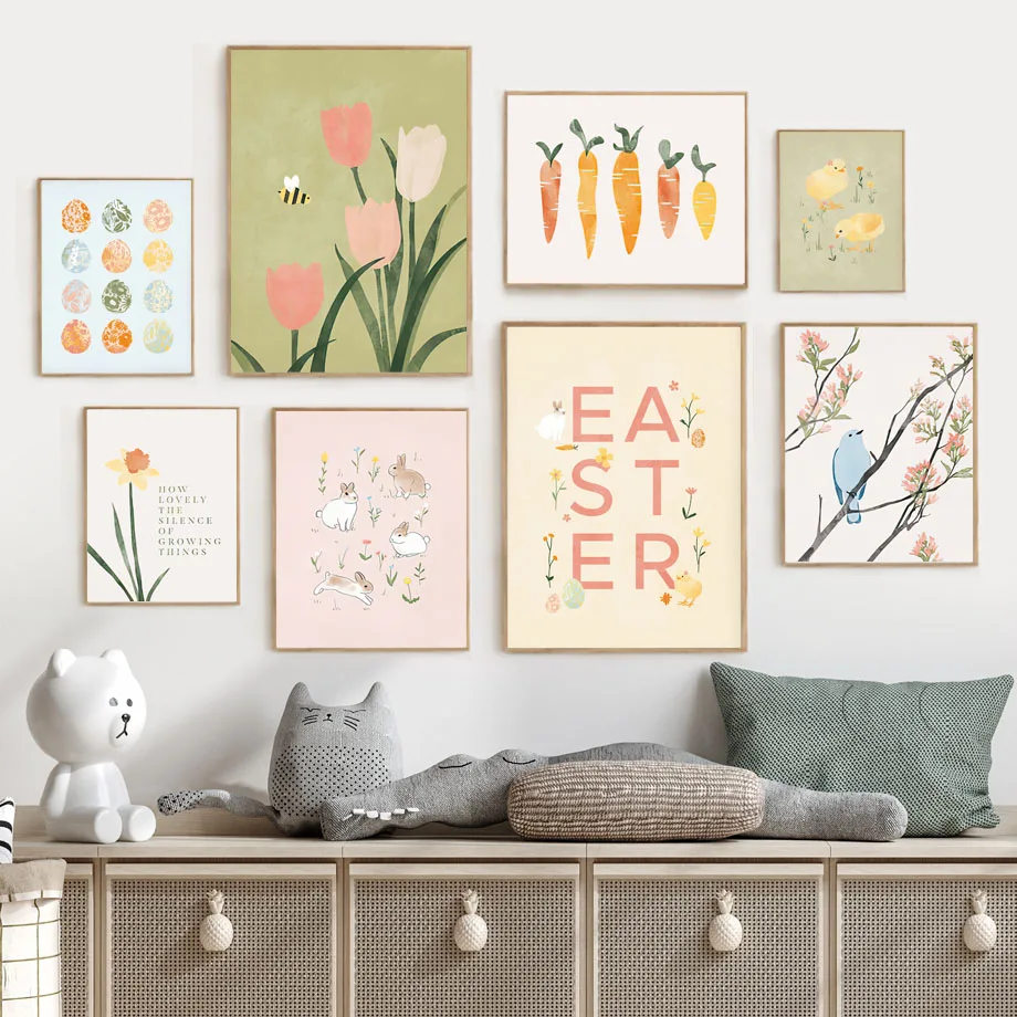 Easter Spring Pastels Minimalism Canvas Painting Nordic Posters And Prints Wall Art Pictures For Living Room Home Decor