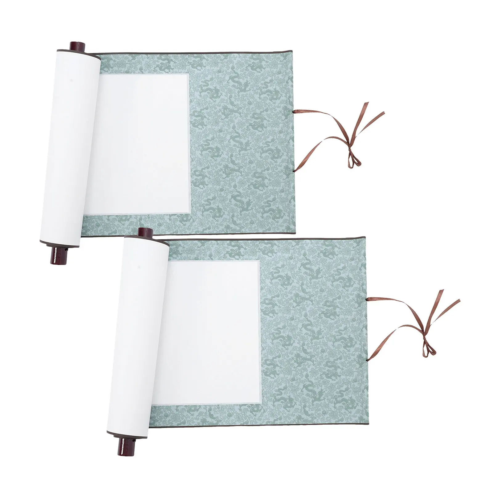 2Pcs Chinese Calligraphy Scroll Xuan Paper Blank Mini Hanging Scroll Ribbon for Painting Writing Drawing Wall Art Home Classroom