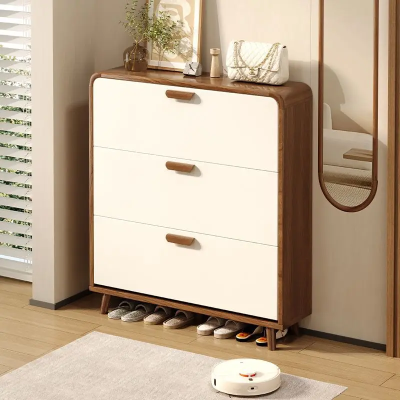 

Household entrance entrance cabinet solid wood storage shoe rack