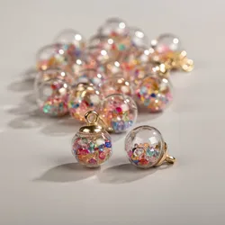 16#10pcs  Alloy Hook Hollow Colorful Glass Ball Jewelry Making  Cute Wholesale  Sieraden Maken  Glass Flower Beads #XN293