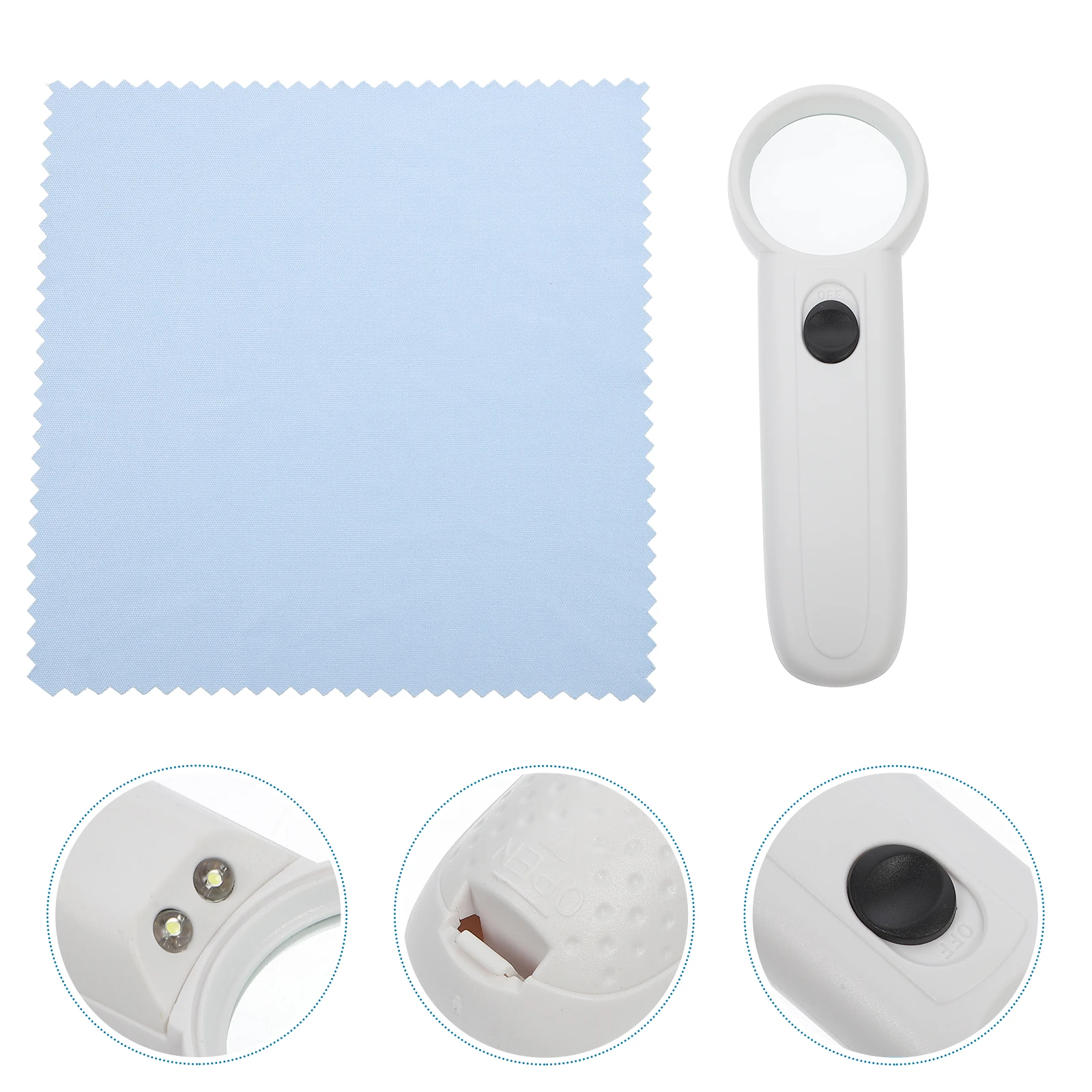 

H held Magnifying Glass 15 Times LED White Reading Jewelry Observation Tool Portable Foldable Desktop Plastic Lightweight Easy