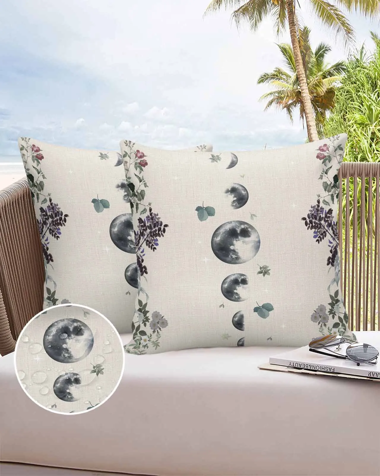 

2/4 Pcs Lunar Flowers Plants Retro Stars Waterproof Pillowcase Office Sofa Throw Pillow Case Car Cushion Cover Home Decor