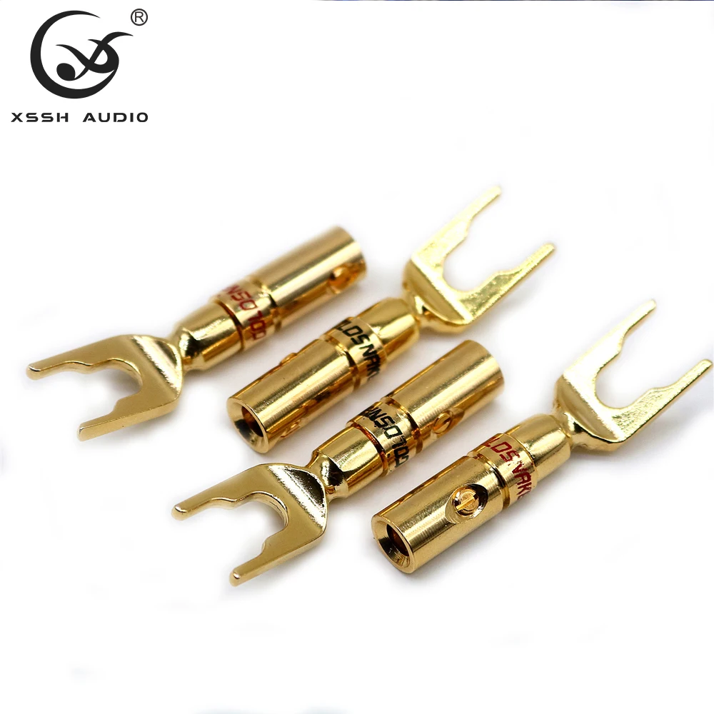 Speaker Connector YIVO XSSH OEM ODM DIY Hi-end HiFi Gold Plated Y Spade U Type Audio Video Jack Male Banana Plugs Horn Plug