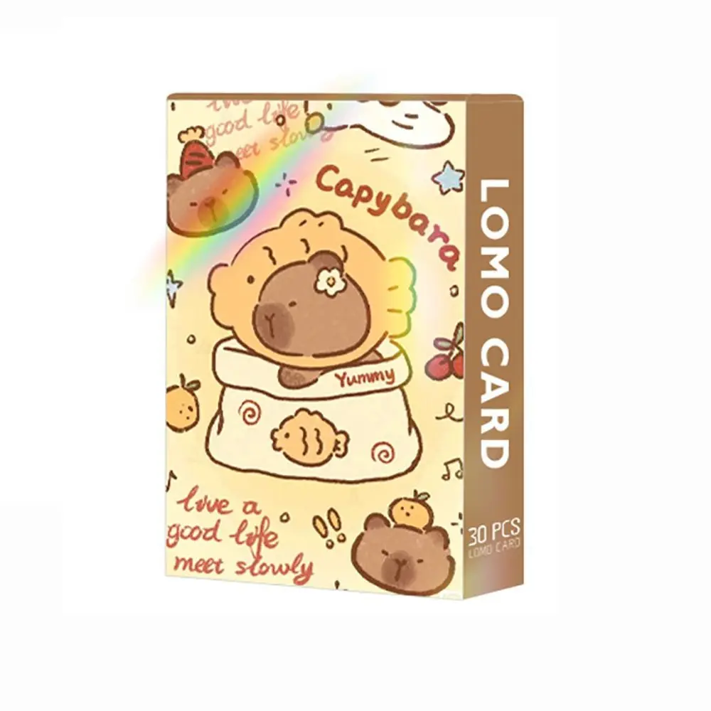 30Pcs Kawaii Double-sided Capybara Photocards Glitter Cartoon Capybara Lomo Cards HD Kids Gift Collection Cards