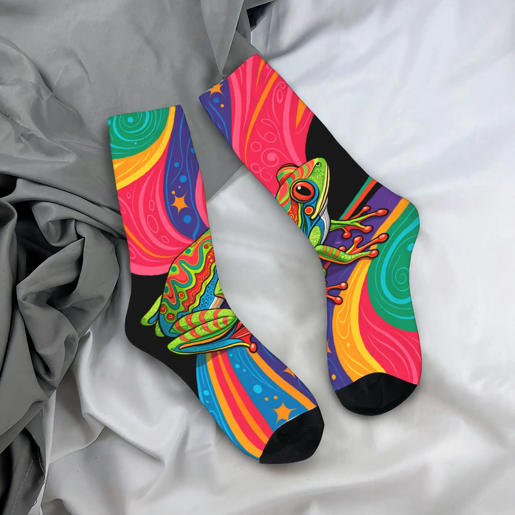 

Mysterious Eye Psychedelic Frog Stockings Vintage Socks Men Comfortable Socks Winter Outdoor Sports Design Anti-Slip Socks