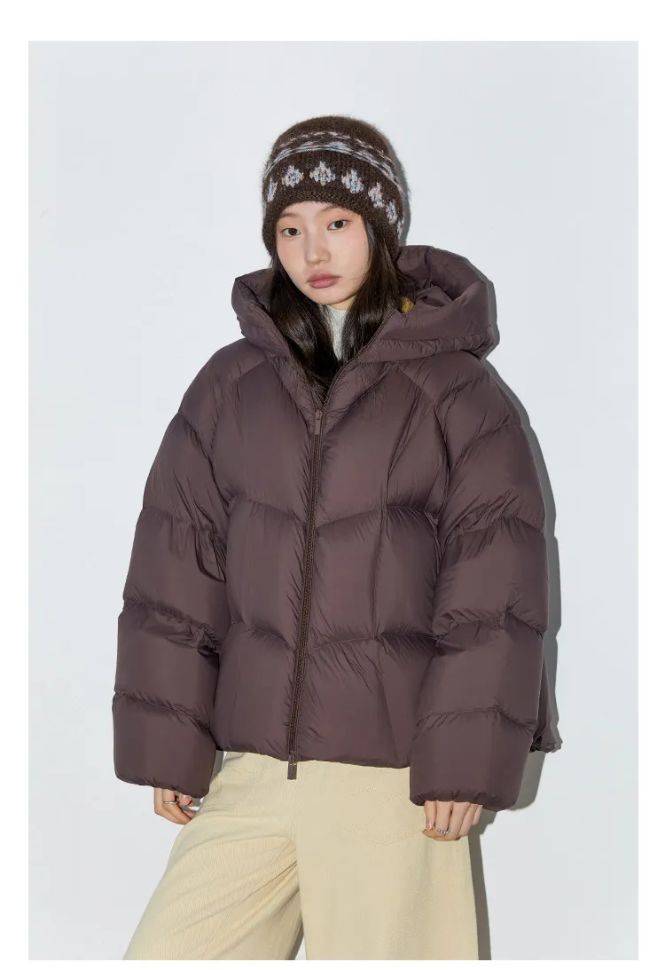 CHIC VEN Fashion Women Down Coats Solid Short Loose Casual Hooded Female Down Jacket 90 White Duck Down Autumn Winter 2025