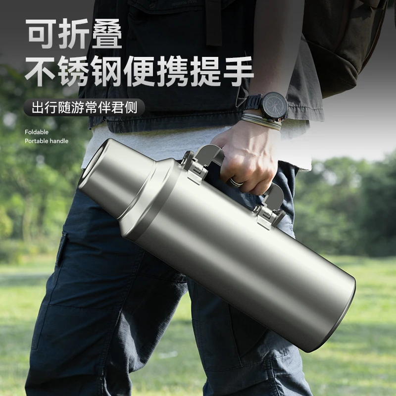 316L Stainless Steel Insulation Pot Outdoor Large Capacity Warm Pot Thermos Cup 3L Portable Car Travel All Steel Kettle 2L