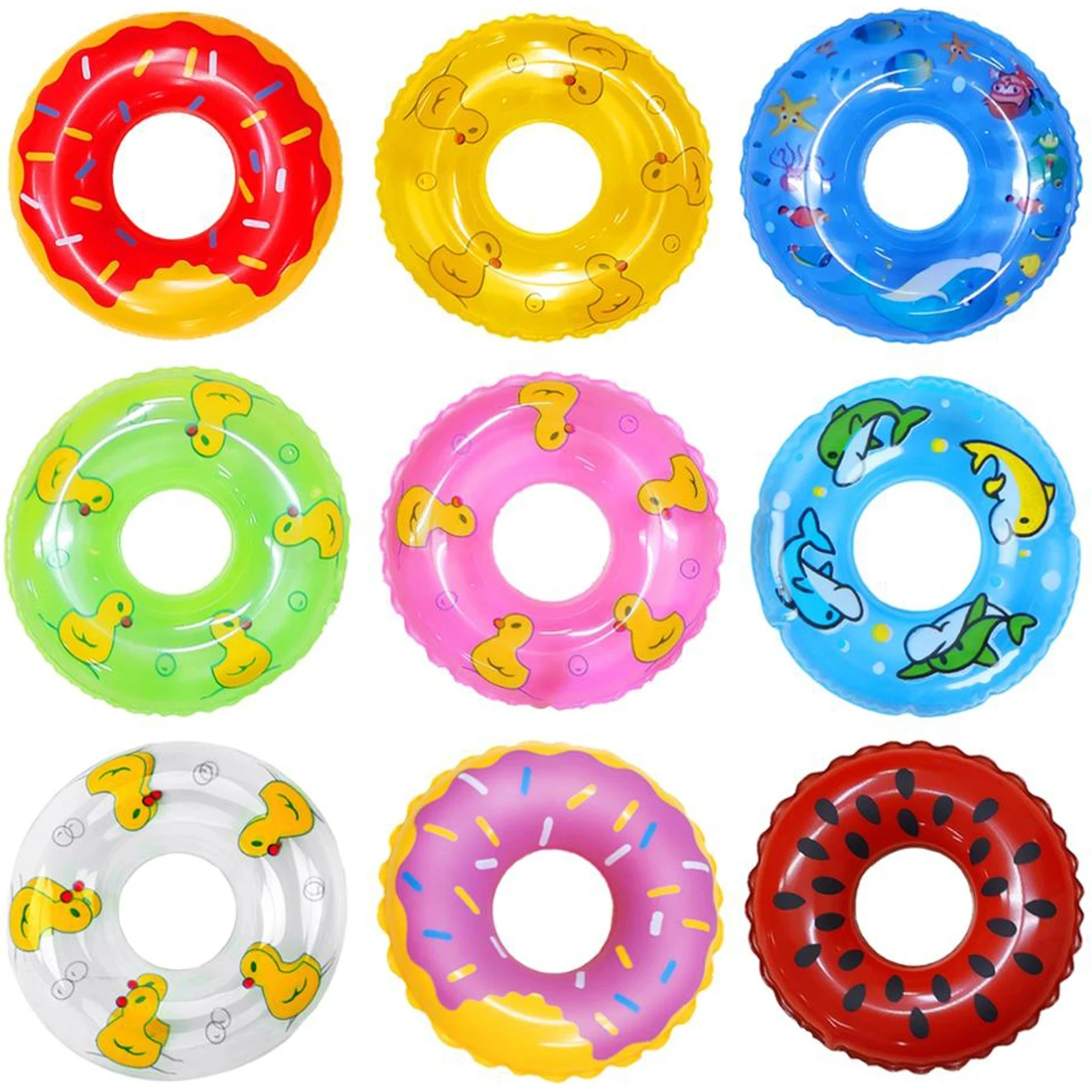 10PCS Opblaasbare Mini Zwemmen Ringen Water Games Zwemmen Ring Speelgoed Buurt Mini kinderen Zwemmen RingsCDonuts Speelgoed