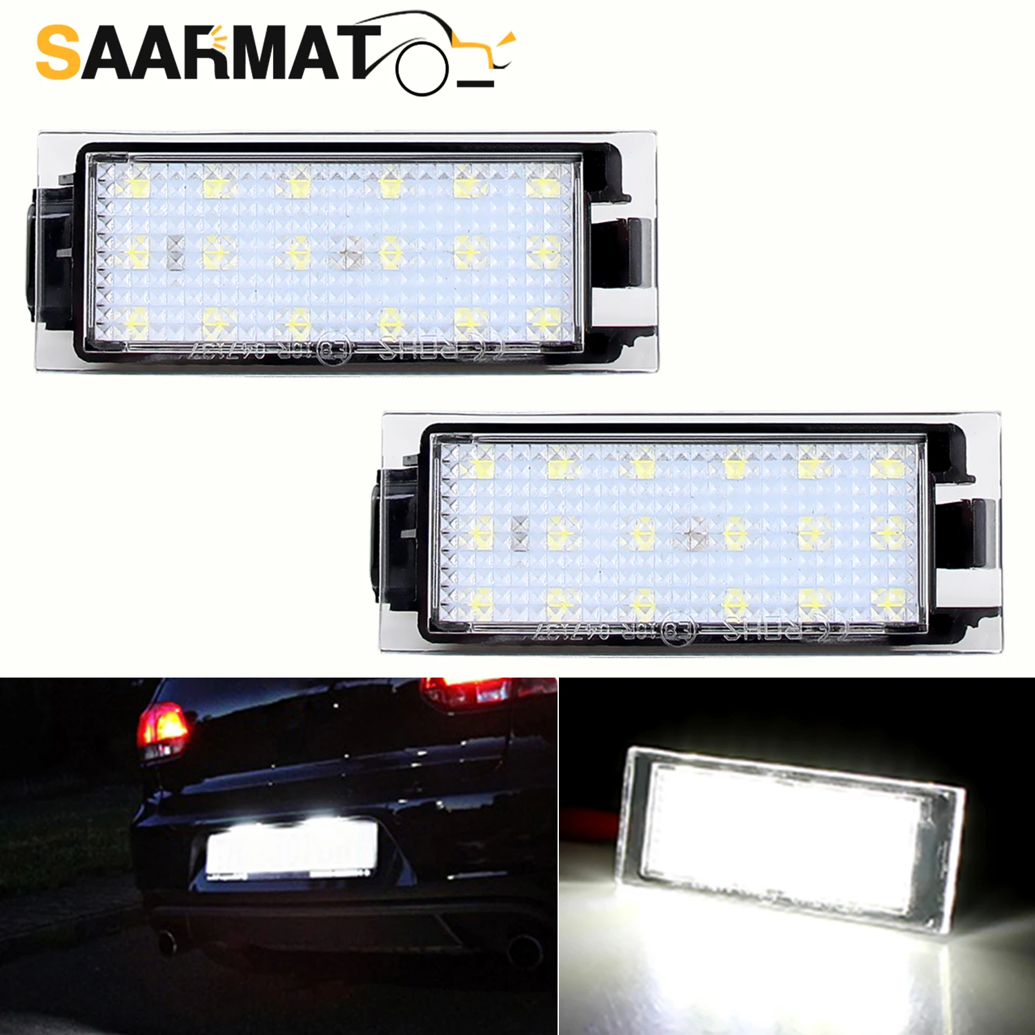 2PCS Car LED Number Plate Light Error Free License Plate Lamp For Renault Megane 3 Clio Laguna 2 Megane3 Twingo Master Vel Satis