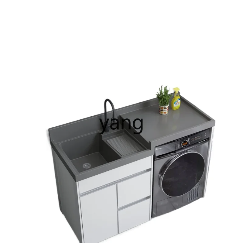 ltt Honeycomb Aluminum Balcony Washing Machine All-in-One Cabinet T Skin Feeling Quartz Stone Laundry Table with Washboard