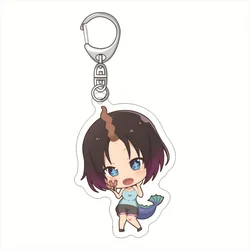 Anime Q Type Kobayashi San Chi No Maid Dragon Keychain Miss Kobayashi's Dragon Maid Kanna Kamui Figures Acrylic Key Chain Holder