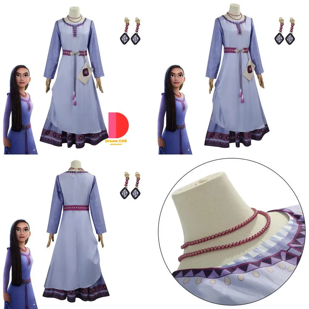 

Popular Movie and TV Character Cosplay Costume Anime Princess Asha Stage Performance Fashion Role Play Dress for Women Wig Comic