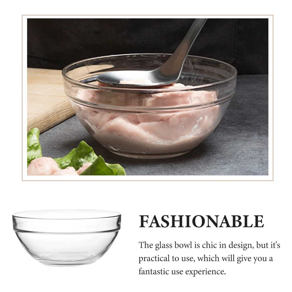 

2 Pcs Mixing Bowls Glass Food Prep for Cooking Serving Kitchen Transparent Salad