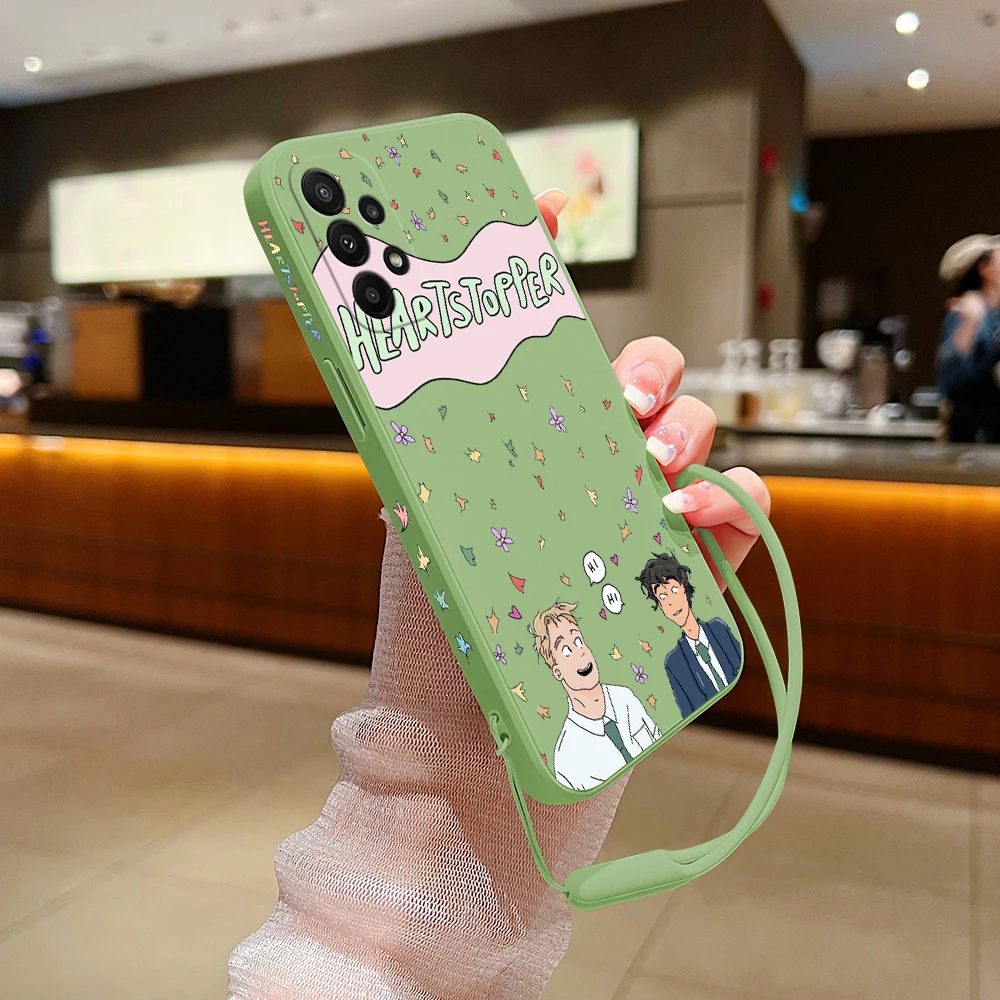 Cartoon Heartstopper Case For Samsung Galaxy S24 S23 S22 S21 S20 S10 Note 20 10 Lite Ultra Plus FE 4G 5G Cover With Hand Strap