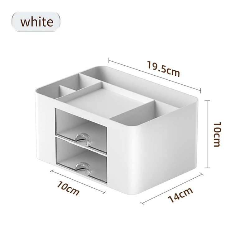 2Pcs Simple Transparent Drawer Storage Box Children's Student Office Desktop Ornaments Pen Holder
