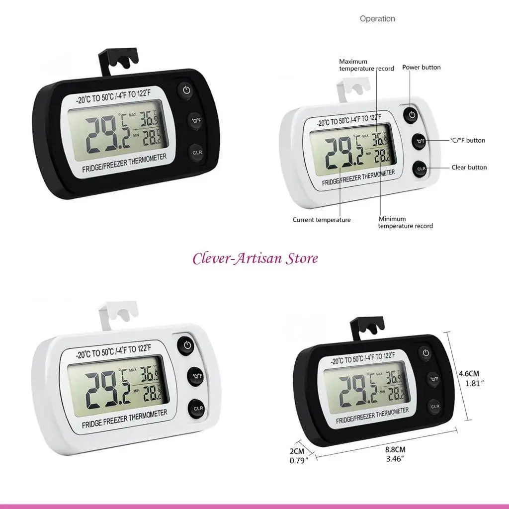 

E06B Компактный термометр для холодильника Цифровой IPX3 Водонепроницаемый термометр для морозильной камеры Мониторы температуры