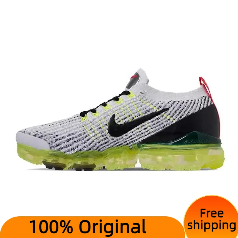 Nike Air VaporMax Flyknit 3 White Black Volt Bright Crimson Sneakers shoes AJ6900-100 With Original Box