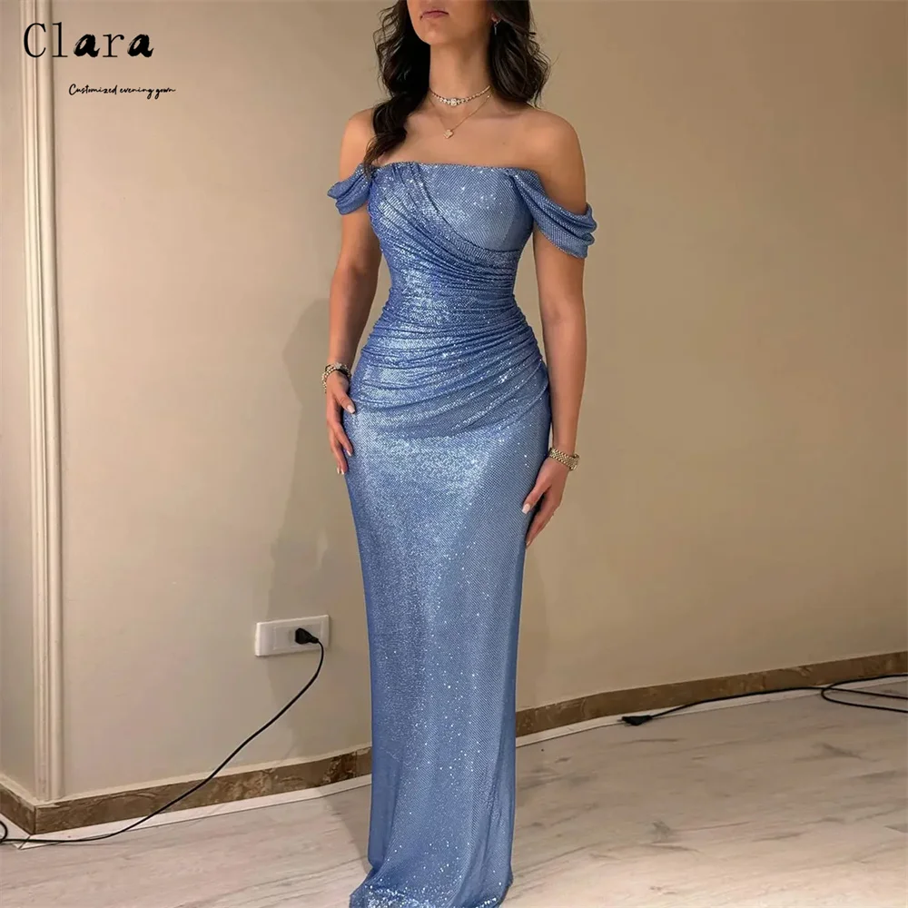 

Clara Custom Blue Off Shoulder Rhinestone Tail Ball Gown Dress Formal & Evening Gowns Luxury Dress 2026 Luxury Dresses for Prom