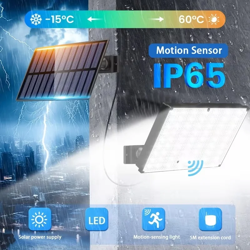 Outdoor Solar Flood Light, 172 LED Motion Sensor Security Lamp, Waterproof Solar Powered Light with 3 Modes for Patio, Garage