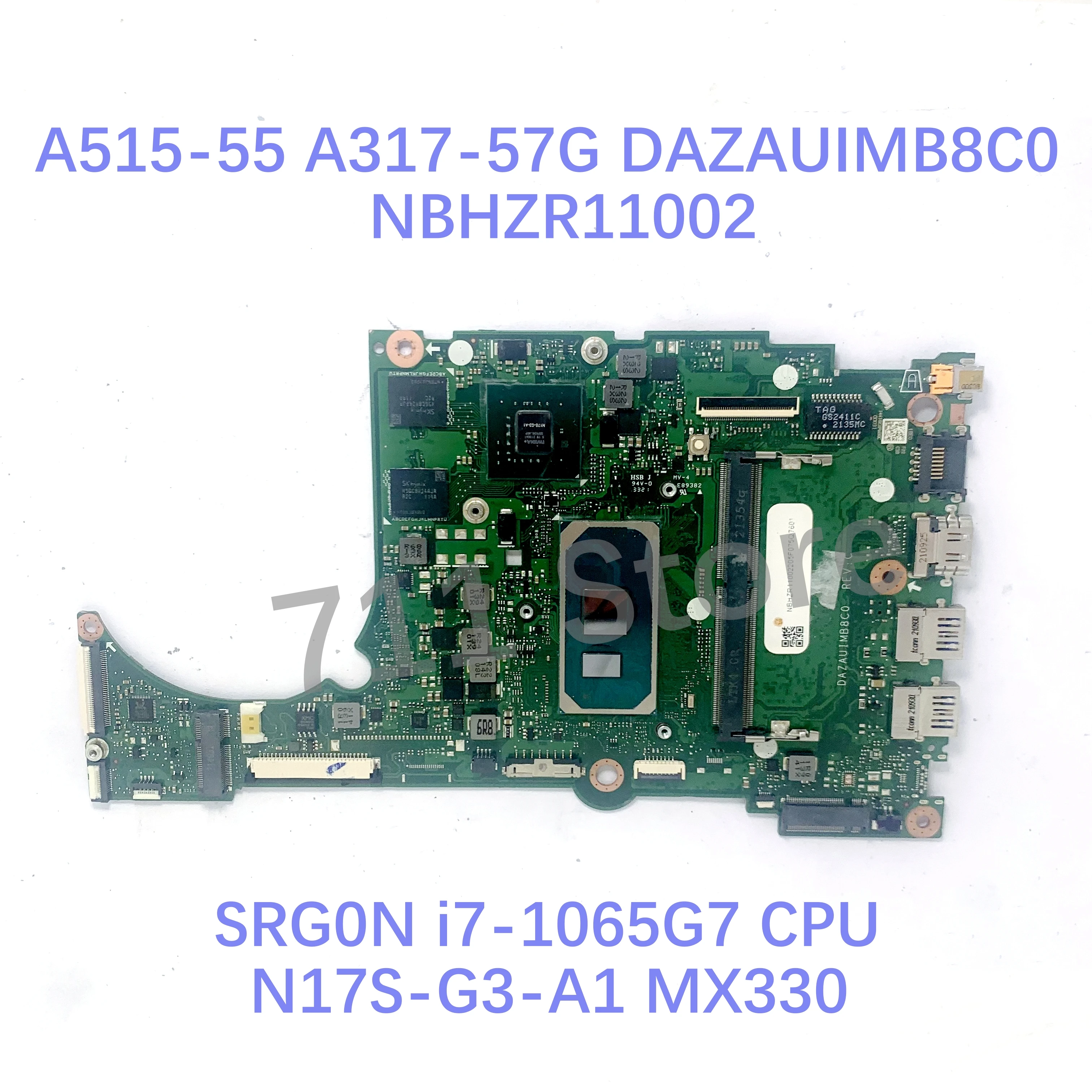 Placa-mãe portátil para Acer, DAZAUMB8C0, A515-55, Placa-mãe com i3-1005G1, i5-1035G1, i7-1065G7, CPU N17S-G3-A1, MX330, 100% testado