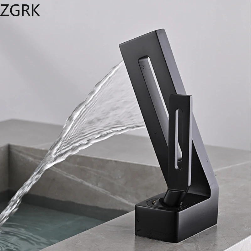 

Waterfall Basin Faucet Hot and Cold Water Mixer Tap Bathroom Hollowed Out Creative Design Brass Sink Faucet Torneira Banheiro