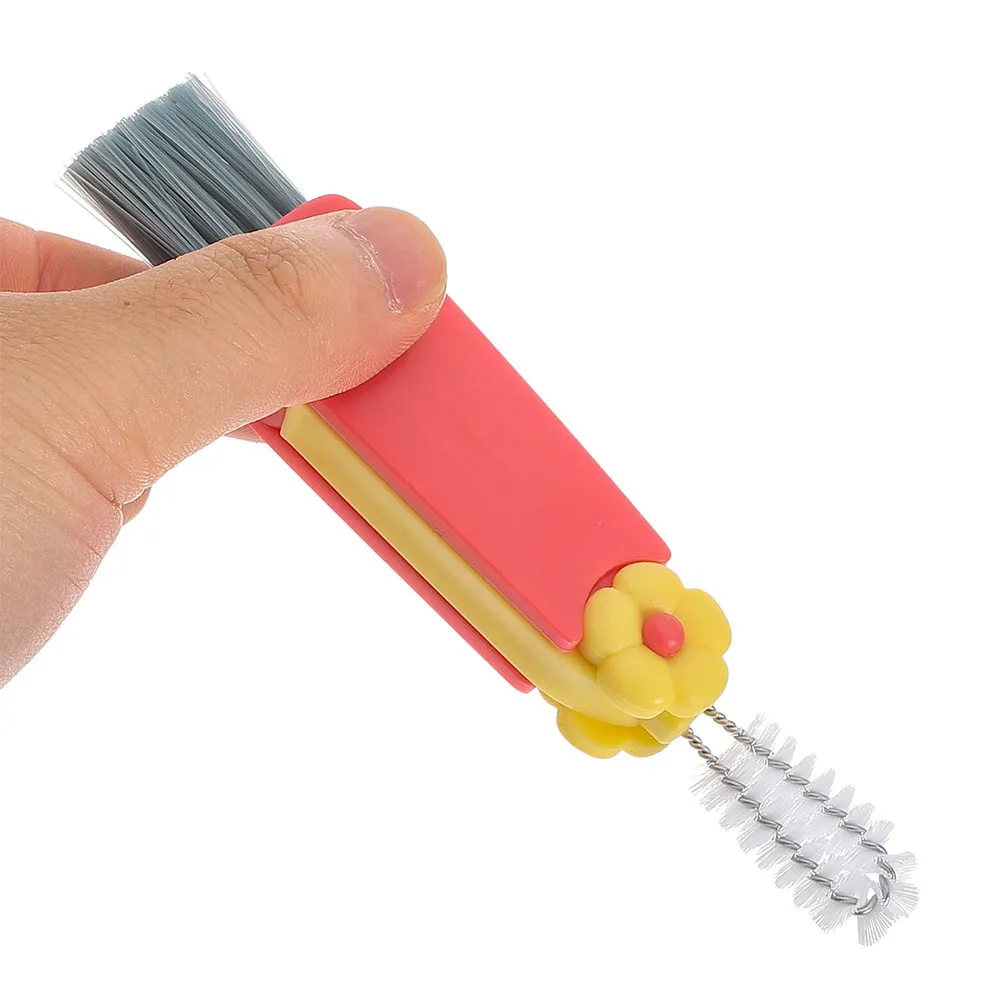 9Pcs Baby Bottle Cleaning Brush Flower Design Multifunctional Portable Bottle Cup Lid Cleaner Milk Residue Remover Water Mug