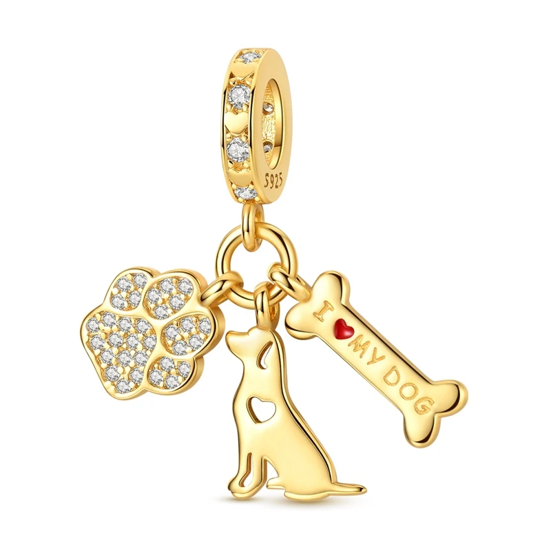 Original-Charm-Perlen aus 925er-Sterlingsilber, goldener Leopard, Glühwürmchen, Schmetterling, Heißluftballon-Perlen, passend für DIY-Armbänder, edler Schmuck