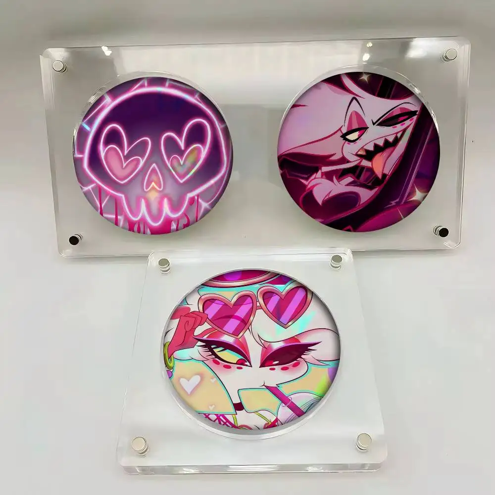 A-Angel D-Dust H-HazbinsS-S Custom     Brooches Anime Badge Round Handmade Brooch Lapel Pins Jewelry For Backpack Clothes Gifts