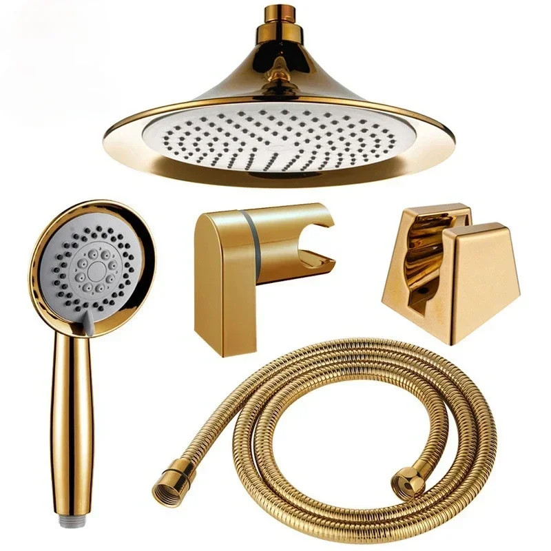 Solid Copper Gold Plated three functions Handheld Shower Luxury Batnroom Hand Shower Head wiht gold holder and shower hose