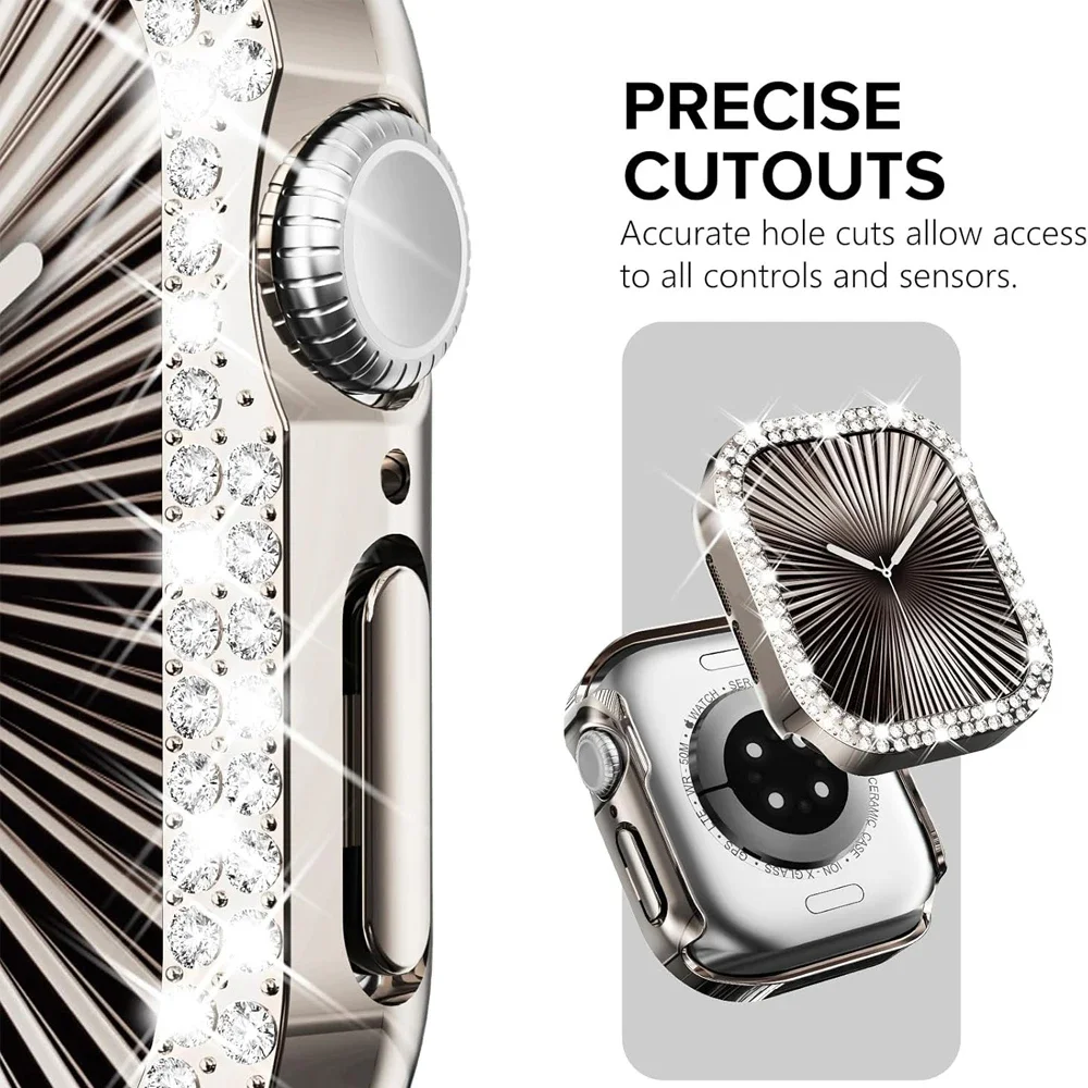 Diamond Cover For Apple watch Case Series 10 9 8 7 6 5 SE Ultra 49mm 42mm 46mm 44mm 45mm 40 41mm Protector PC Bumper protective