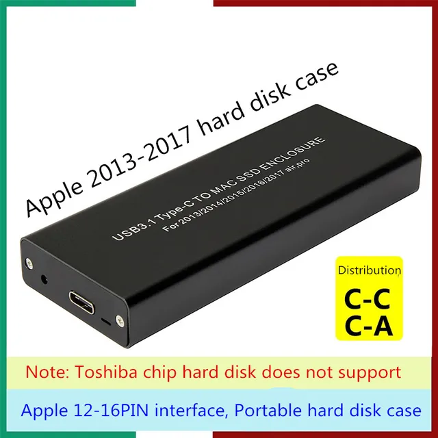Obudowa Macbook SSD do Apple Macbook Air Pro Retina 2013 2014 2015 2016 2017 Obudowa dysku twardego USB 3.2 do MAC NVME