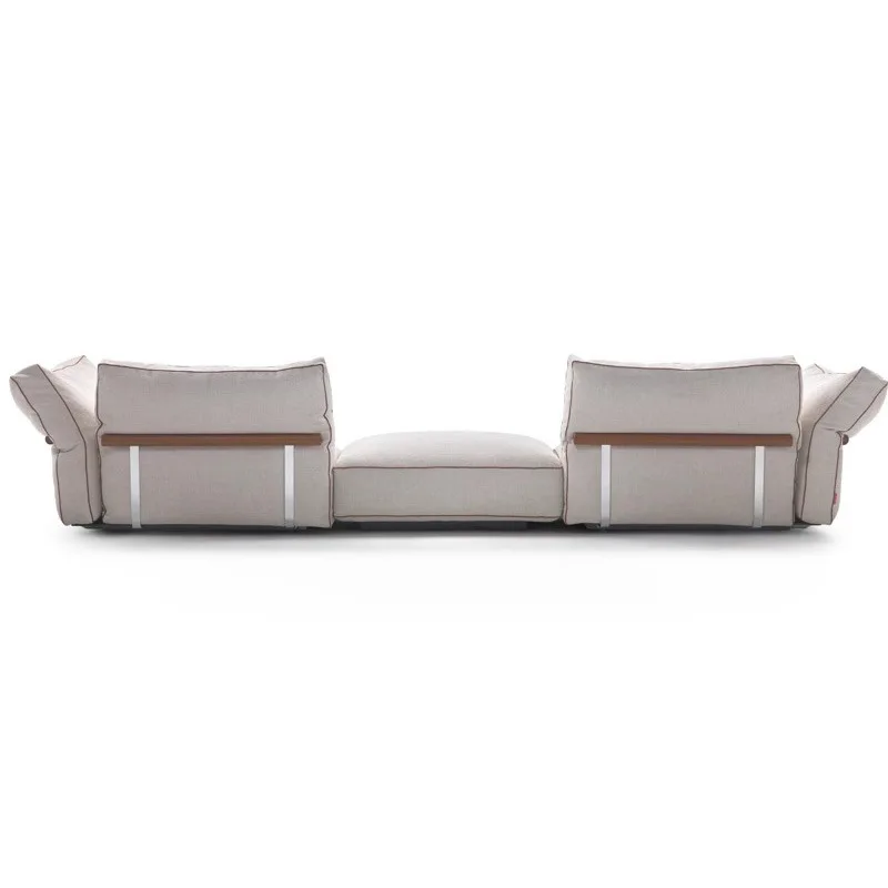 Italian minimalist sofa villa large flat floor living room fabric light luxury straight row sofa