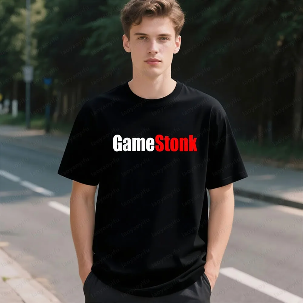 

Футболка GameStonk GME Stock Trader для мужчин и женщин, унисекс, повседневные хлопковые футболки с круглым вырезом, футболка с принтом букв, уличная одежда 2025 года