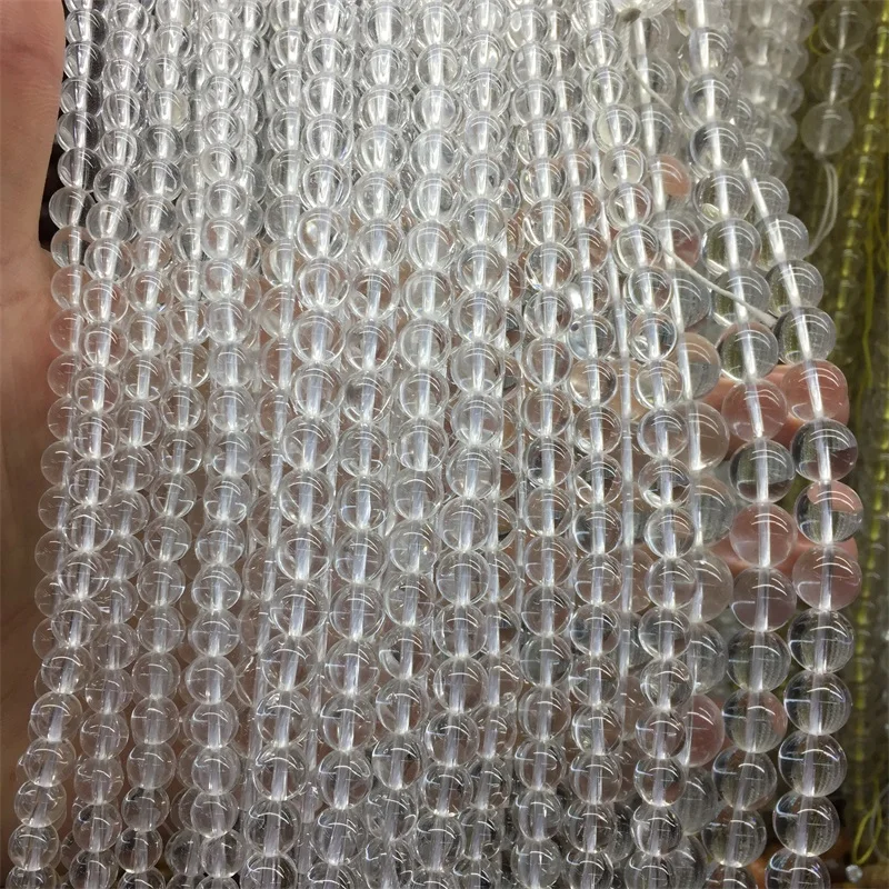 

Белый камень, прозрачный натуральный кристалл азезтулита, высокочастотный кварцевый гладкий круглый бисер для изготовления ювелирных изделий, браслет «сделай сам»