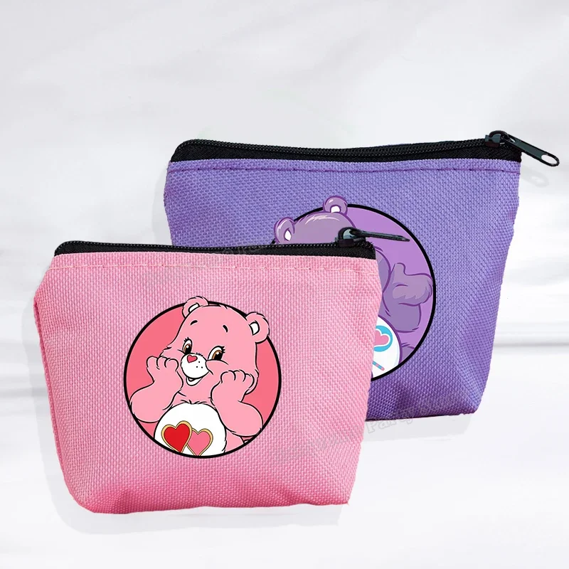 

Cute Care Bear Girl Canvas Coin Purse Mini Change Wallet Cartoon Printed Lipstick Storage Bag Kids Zipper Small Key Pouch Gift