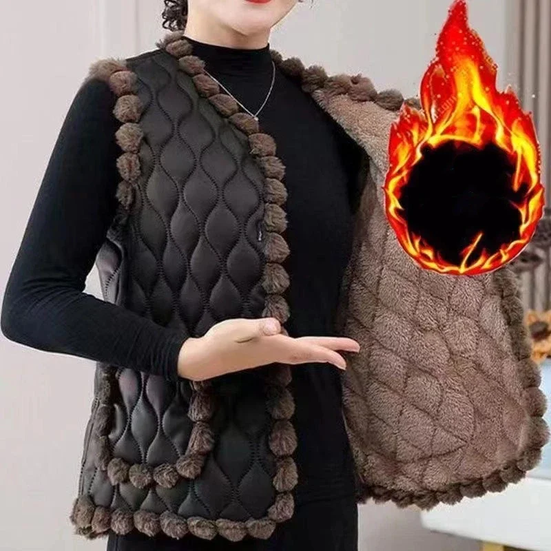 Kamizelka polarowa jesienno-zimowa modna ciepła nowa kamizelka dla osób w średnim i starszym wieku kurtka