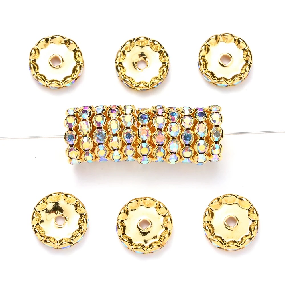 20 Stück 15mm Glitzernde AB-Strass-Legierungs-Abstandsperlen Kristalldesign Lose Perlen für DIY Armbänder Halsketten Schmuckherstellung – Detail 4