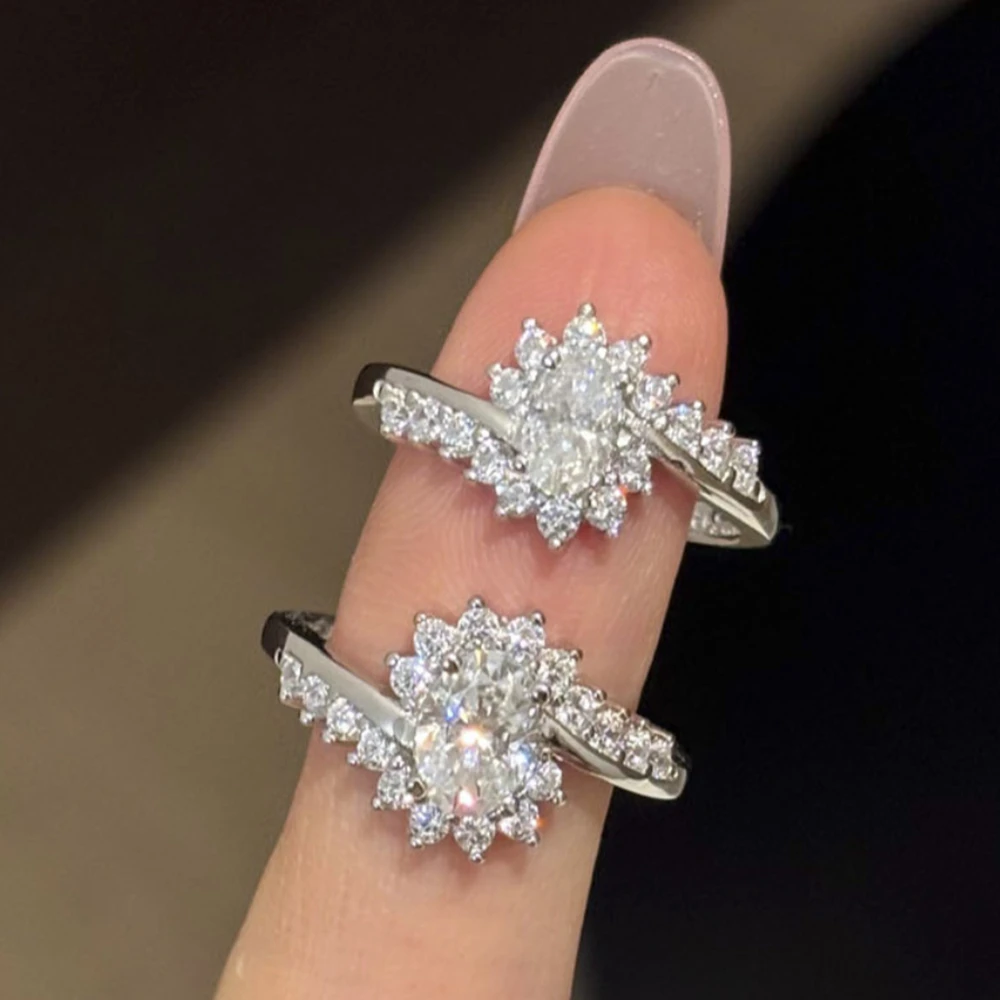 Real 0.5-1ct Moissanite Ring Tested with Diamonds Bring S925 Sterling Silver For Women Marry Anniversary Party Jewelry Gift view 4