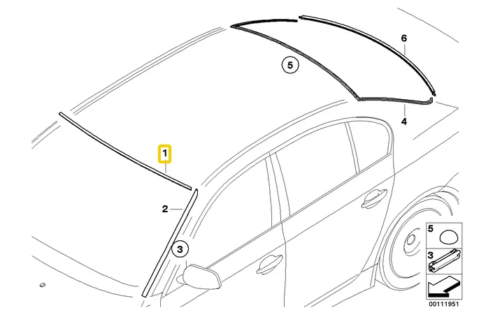 1 PIECE Front Upper Windshield Seal For BMW E60 520i 530i 540i 51317166841