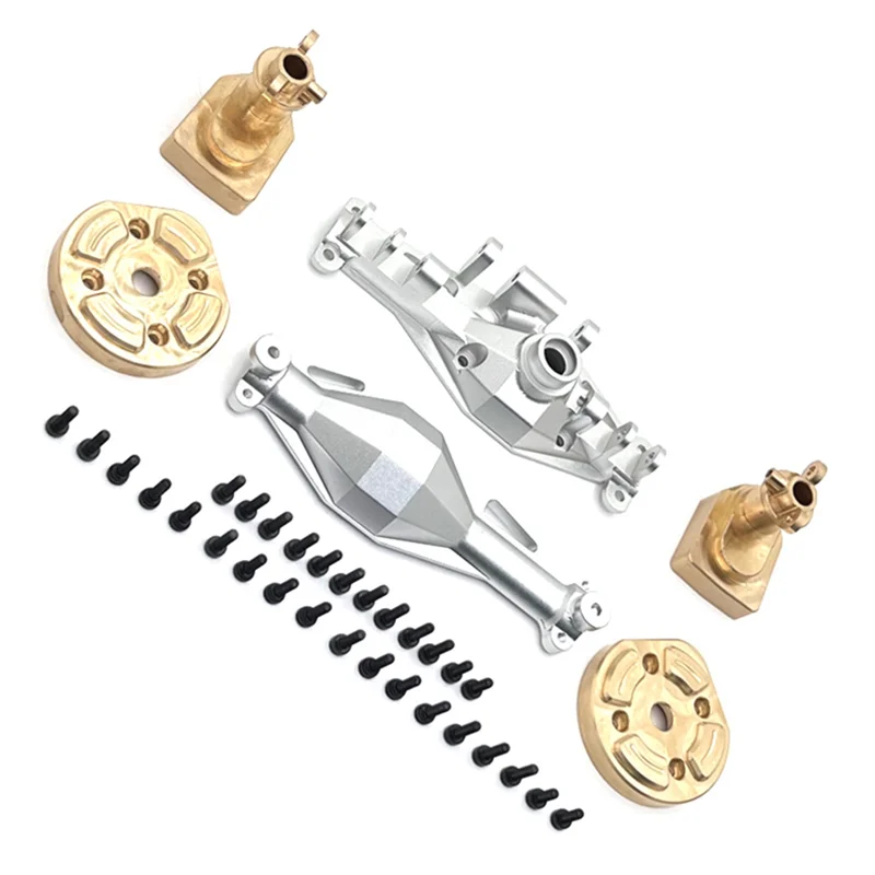 

ABUM-RC Car Upgrade Rear Axle Housing Brass Rear Cup Door Axle Cover Kit For MJX 1/12 H12Y H12Y+ RC Car Upgrade Accessories Silv