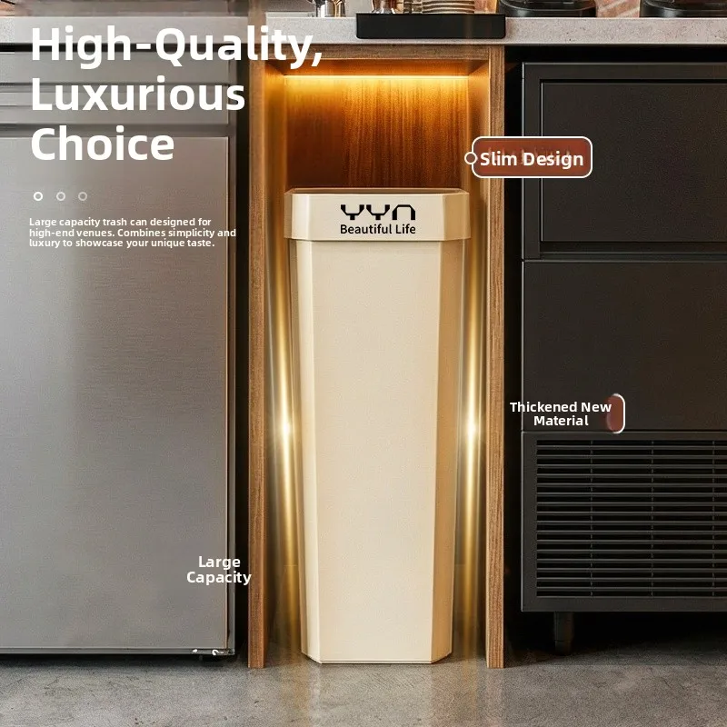 

Large Capacity Narrow Shape Trash Can for Home Use Bathroom Kitchen No Cover Design High Aesthetic Value Commercial Use