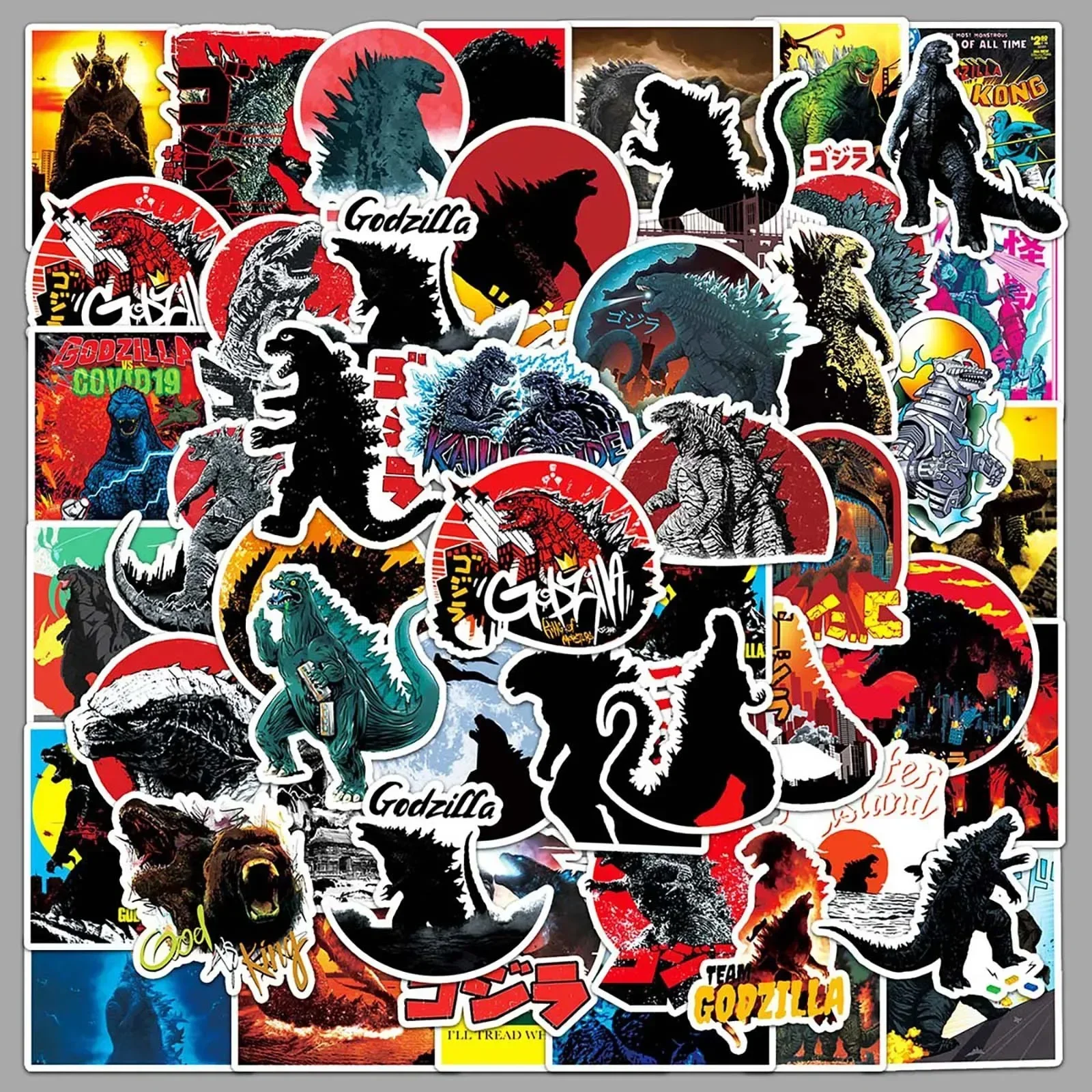 50pcs Godzilla Vs Kong Stickers Cute Cartoon DIY Phone decorate Sticker Decal for Kids Toys Graffiti Planner Gift 2024 New Movie