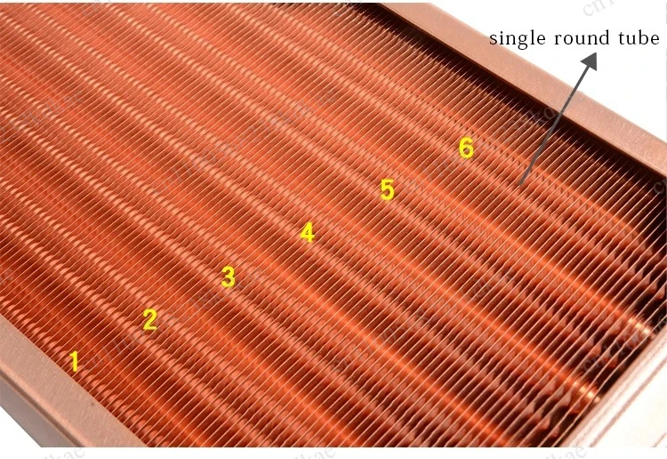 Full Copper Double Row Round Tube Cooling Radiator G1/4 Interface For Desktop PC Industrial Liquid Cooling Heat Dissipation Part