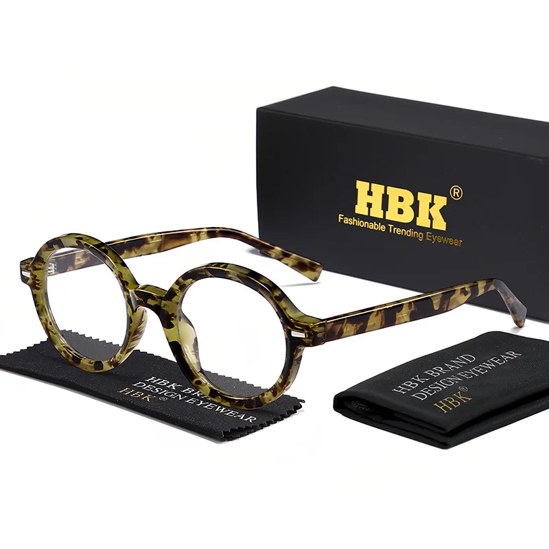 

HBK New Trendy Men's Eyeglass Frames Fashionable Brand Design Small Glasses Women's Anti Blue Light Decorative Glasses