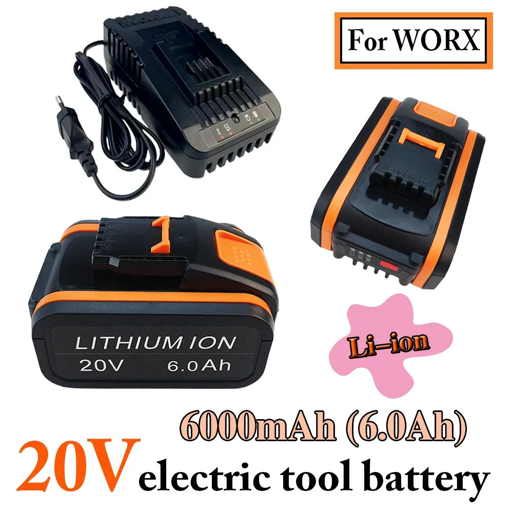 

For 20V Battery 5.0Ah/6.0Ah Li-ion for Worx WX390/WX176/WX166.4/WX372.1 WX800/WX678/WX550/WX532/WG894E WG629E/WG329E/WG2