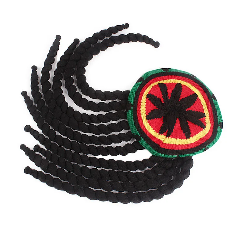 Unisex Wig Braids Hat Hip Hop Hats Knit Men Jamaica Bob Marley Rasta Beanie Winter Dreadlocks Reggae Caribbean Fancy Dress Hat